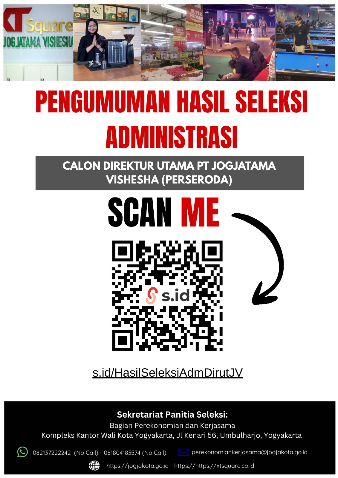 PENGUMUMAN HASIL SELEKSI ADMINISTRASI CALON DIREKTUR UTAMA PT JOGJATAMA VISHESHA (PERSERODA)